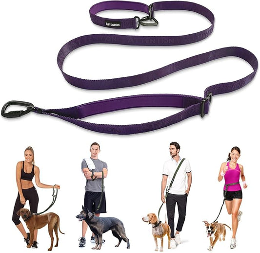 Heavy-Duty Tactical Dog Leash for Medium & Large Dogs, 6-in-1 Hands-Free Leash for Training, 4-7.5FT Waist Leash for Dog Walking (Midnight Purple)