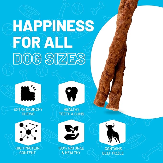 Sitka Farms Beef Sticks - Crunchy Premium Munchy Sticks for Dogs - 50 Count - All Natural Beef Flavor Chews - for All Breeds