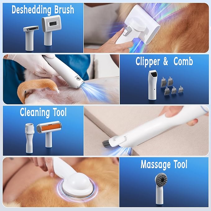 3L Dog Grooming Vacuum Dog Grooming Kit Professional Dog Hair Vacuum Pet Grooming Vacuum Pet Hair Removal Tool Dog Clipper Pet Grooming Shedding Brush for Dogs Cats