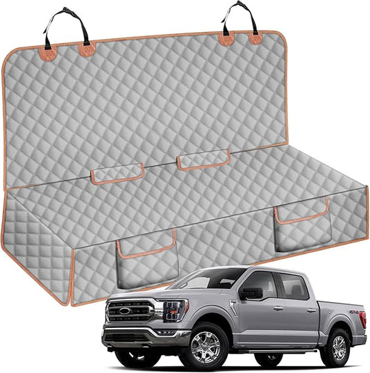 sportuli Dog Truck Rear Bench Seat Cover Replace for Ford F-Series,Chevy Silverado, Dodge Ram, 600D Oxford Cloth Heavy Duty Waterproof Non Slip Pet Truck Back Seat Cover, Fit for All Full-Size Trucks