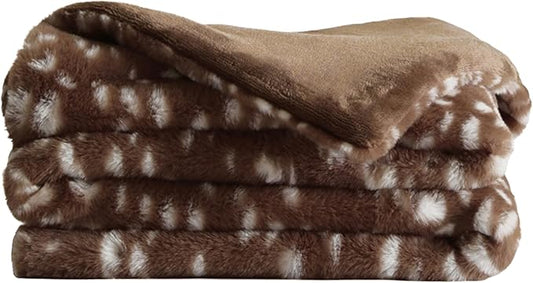 UnHide Lil’ Pet Marsh – Faux Fur Pet Blanket – Extra Soft, Lightweight, Washable Dog Blanket – Comfort and Protection for Couch, Crate, or Bed – Deer