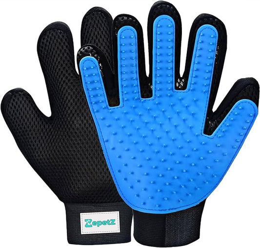 (Right Hand) Pet Hair Remover Glove – Blue, Reusable Grooming Glove for Dogs, Cats & Horses, Gentle Deshedding, Bathing & Massaging, Anti-Shedding Tool for Pet Hair Removal (Right Hand only)