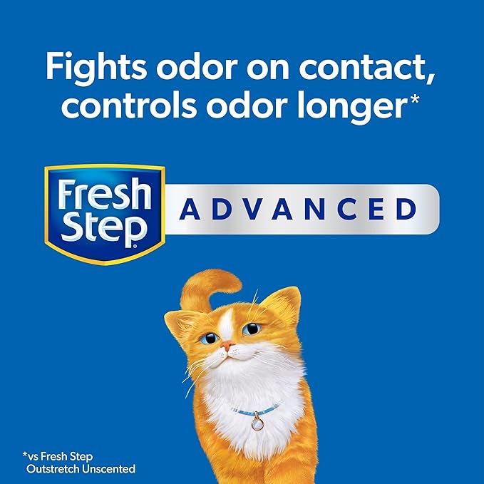 Fresh Step Outstretch Advanced Long Lasting Clumping Litter Simply Unscented, Activated Charcoal Litter Lasts 50% Longer, 32 lbs. (2 x 16 lb. Box)