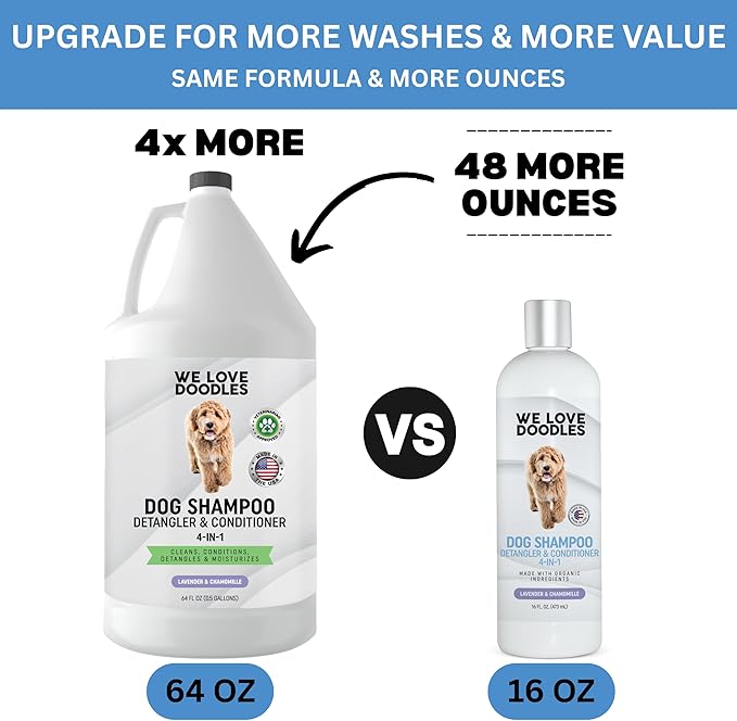 Dog Shampoo Half Gallon - Cleans, Conditions & Detangles, Goldendoodles, Poodles, & Doodle Shampoo - for Matted Pet Hair - Sensitive Skin Wash for Puppies - Made in The USA, 64OZ (Lavender)