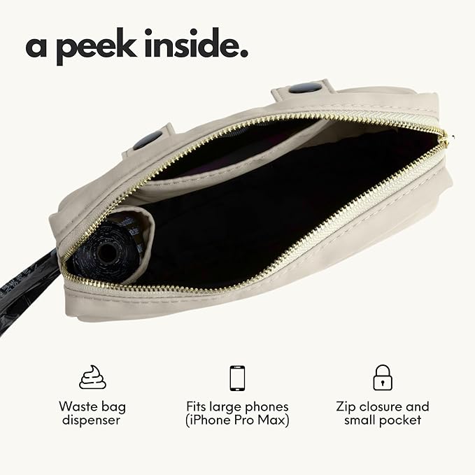 elby - Hands Free Dog Leash with Treat Pouch - Dog Walking Accessories - Dog Training Leash with Fanny Pack - Dog Accessories and Walking Essentials - Medium and Large Dogs (Beige, Long)