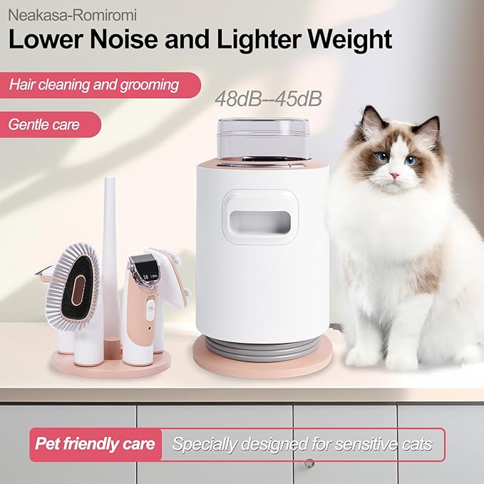 Dog Vacuum Grooming Kit - 3 Adjustable Suction Levels (2500PA/6000PA/10000PA), Ultra Quiet 45dB, 5-in-1 Portable Pet Hair Vacuum with Grooming Tools, Pet Grooming Vacuum for Dogs & Cats