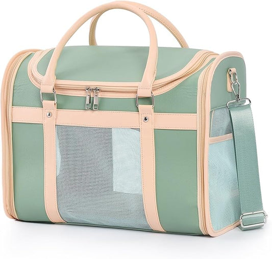 Airline Approved Pet Carrier Backpack, Waterproof PU Foldable Design with Light-Blocking Ventilation, TSA-Compliant Travel Bag for Cats & Small Dogs – Easy Hose Wash & 360° Breathable Mesh