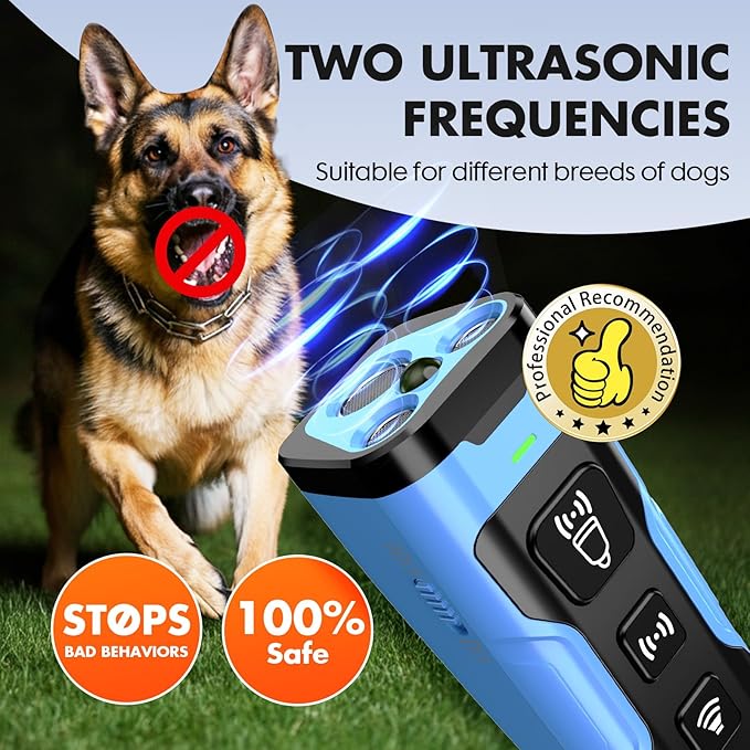 Dog Bark Deterrent Device, 3X Ultrasonic Anti Barking, 6 Training Modes 23 FT Range Barks No More Indoors Outdoors Behavior Correct Safe & Humane Rechargeable Compact Bark Control for Dogs