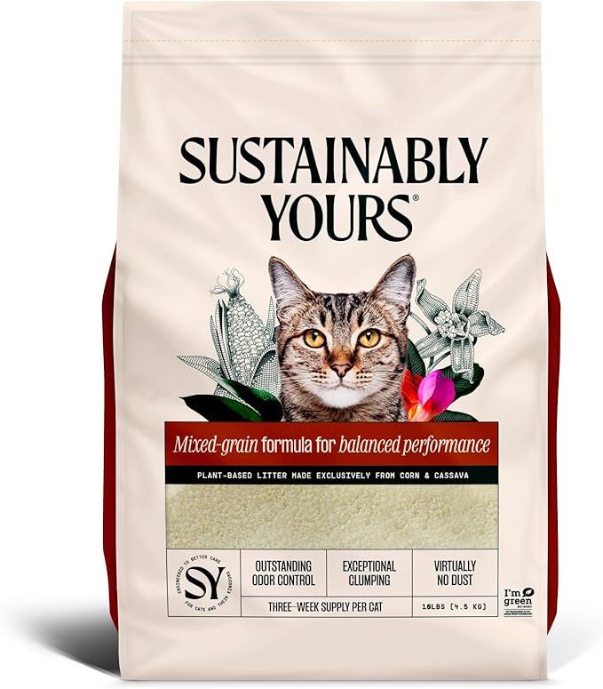 Sustainably Yours Cat Litter, Mixed-Grain Formula 10 lbs