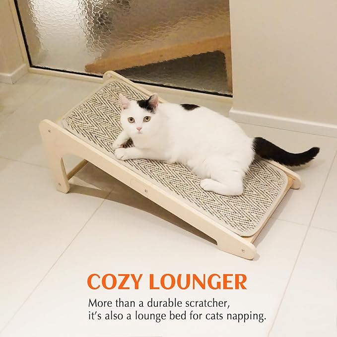 PETKARAY Cat Scratcher, Sisal Scratching Ramp, L Shape Cat Scratch Pad for Indoor Cats, Wall Furniture Protector Large Size
