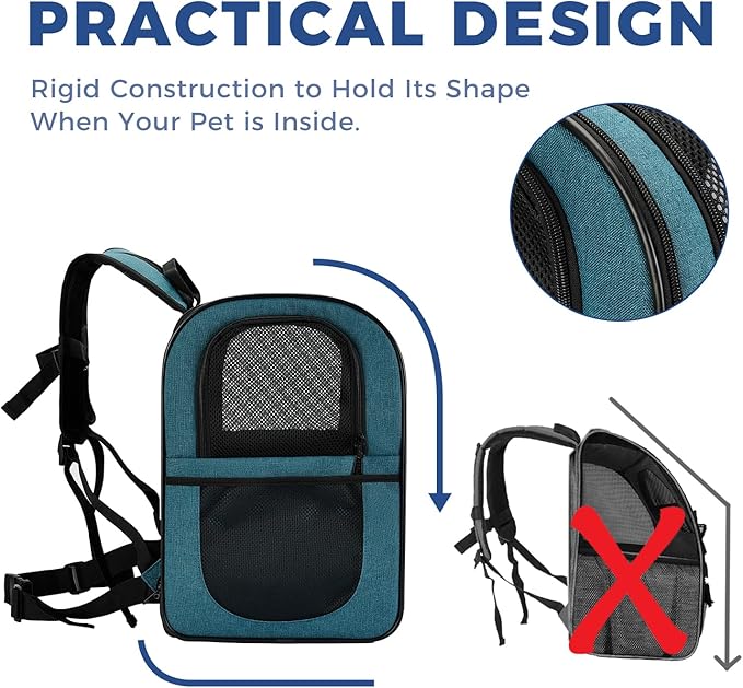 Apollo Walker Dog & Cat Carrier Backpack for 4-18lb Pets - Ventilated Safe Design with Padded Back Support, Breathable Mesh Pet Backpack for Hiking, Travel, Outdoor (Teal)