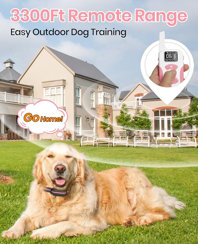 2-in-1 Bark Collar & Shock Collar for Dogs, 3300Ft Dog Training Collar with Remote 2 Pack - Anti Bark/Beep/Vibration/Shock 4 Modes, IP67 Smart Dog E Collar with 5 Adjustable Sensitivity for All Breeds