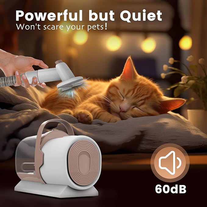 Dog Grooming Vacuum, Pet Grooming Kit with Dog Clippers, 2.5L Dust Cup 11000Pa Dogs Vacuum for Shedding Grooming, 5 Grooming Tools Home Cleaning in 1, Low Noise Pet Grooming Vacuum for Dogs