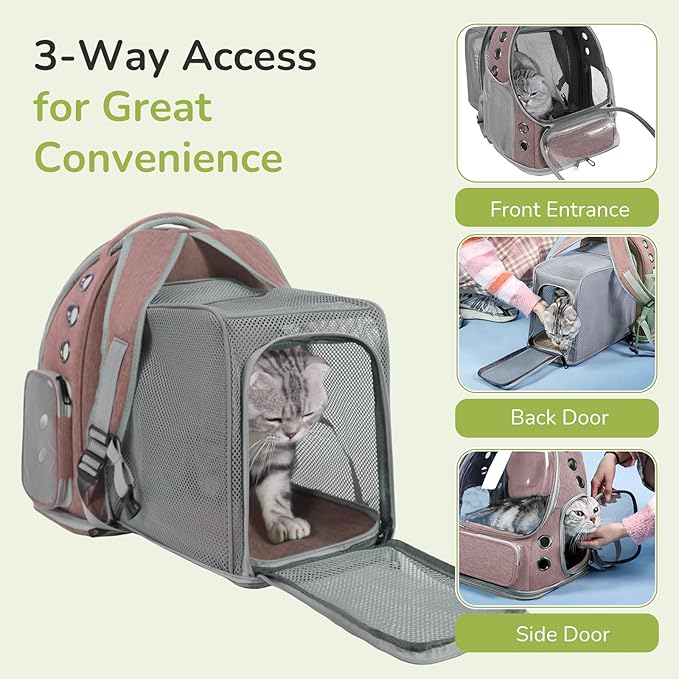 Cat Backpack Carrier for Large Cats, Expandable Cat Bubble Backpack, Dog Carriers for Small Medium Dogs, Airline Approved Pet Carrier for Travel Hiking Outdoor(Brown)