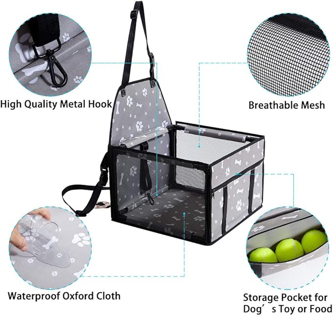 Small Dog Car Seats for Small Dogs,Portable Puppy/Pet Car Booster Seat with Clip-On Leash and Mesh Window for Small Pet Up to 11 lbs