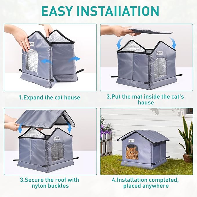 Weatherproof & Insulated Outdoor Cat House - Seamless Base Stays Dry,Easy Assembly, Warm Shelter for Community/Outdoor Cats(Small)
