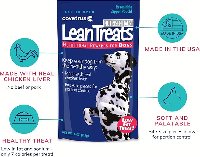 Butler Covetrus Nutrisential Lean Treats for Dogs - Small, Medium & Large Dogs (K9) - Nutritional Low Fat, Bite-Size - Soft Chicken Flavor - 6 Pack - 4oz