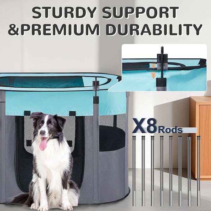 Pet Dog Cat Playpen with Waterproof Pad,Portable Puppy Kitten Rabbit Crate and Other Small Animals Kennel Cage Tent for Indoor Outdoor Travel Camping,Water-Resistant Breathable Shade Cover (Green S)