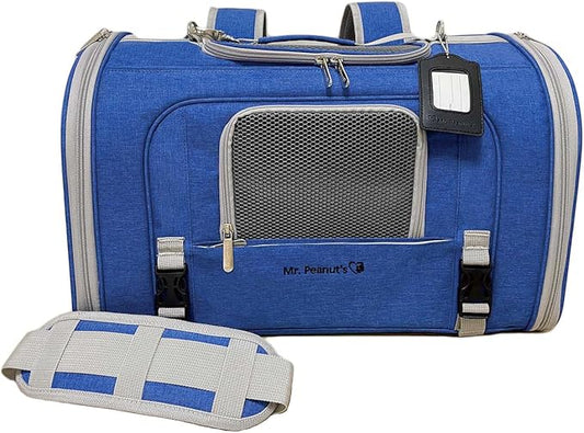 Mr. Peanut's Monterey Series Airline Compliant Horizontal Backpack Pet Carrier (Blue)