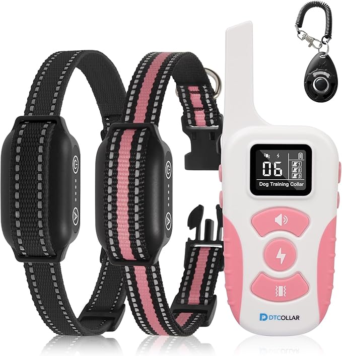 2 Dogs Bark Collar with Remote, 2-in-1 Bark and Shock Collar Combo, 3300Ft Dog Training Collar 2 Pack - Auto Anti Bark/Beep/Vibration/Shock, IP67 Smart E-Collar with 5 Adjustable Levels of Sensitivity