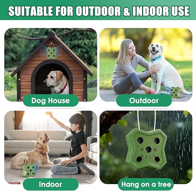 Anti Barking Device for Dogs: Ultrasonic Dog Bark Deterrent Devices with 3 Training Modes 50 FT | Dog Barking Silencer Bark Box for Indoor Outdoor | Stop Barking Control Device for Dogs (Green)