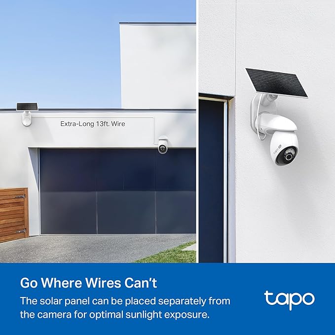 Tapo 4K Outdoor Pan/Tilt Wireless Security Camera - Battery with Solar Charging, 360° Motion Track, 24/7 Capture, Person/Vehicle Detection, Subscription-Free Local Storage or Optional Cloud, C660 KIT