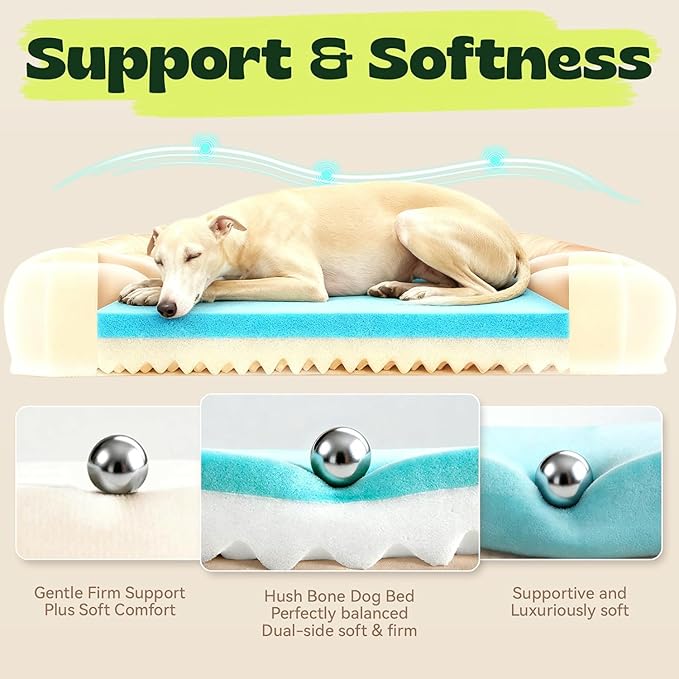 Aesthetic Dog Bed for Mediun Size Dogs Orthopedic with Cooling Gel Memory Foam Waterproof,Comfort Cute Cat Couch for Indoor Cats with Removable Washable Cover for Old Pet with Joint Pain