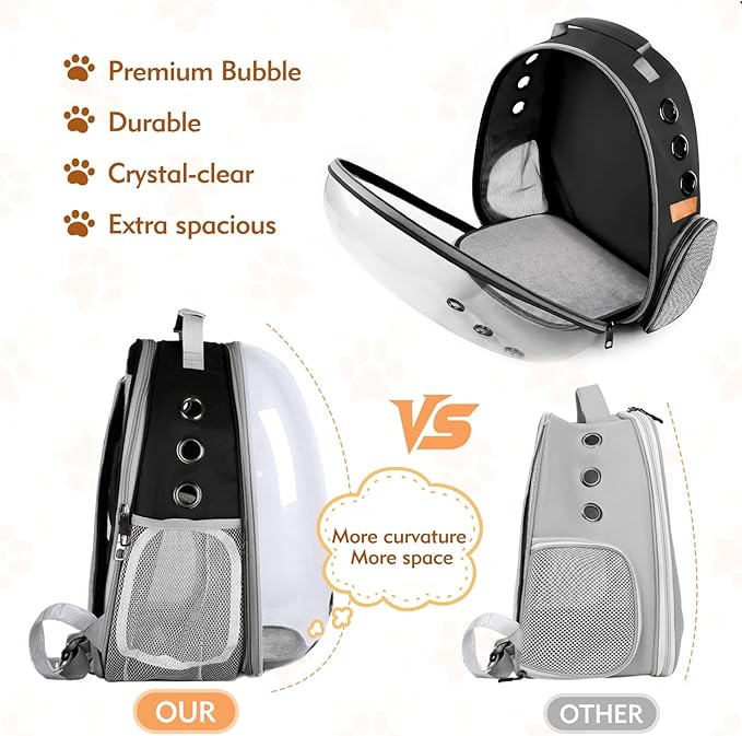 Cat Carrier Backpack, Cat Carrier Backpack for Small Medium Cat Puppy Dog, Transparent Space Capsule Pat Carrier Backpack, Airline-Approved Pet Carrier, Designed for Travel Hiking Walking Camping