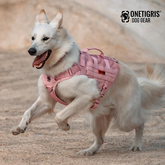 OneTigris Tactical Dog Harness for Small Dogs, No Pull Small Dog Vest Harness with Handles Breathable Military Dogs Molle Vest, Harness for Walking Hiking Training