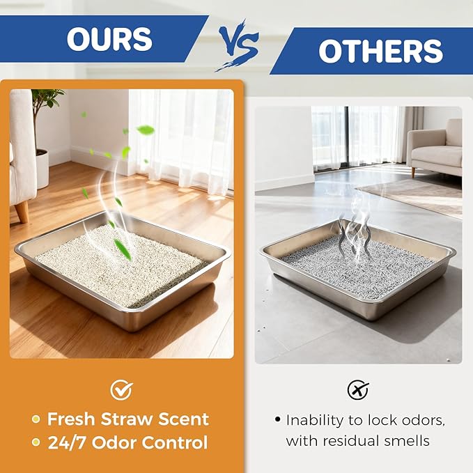 Natural Cat Litter Clumping Cat Litter,36 Pounds Mixed Straw Kitty Litter Lightweight Litter,Dust Free and Low Tracking Litter Odor Control Unscented