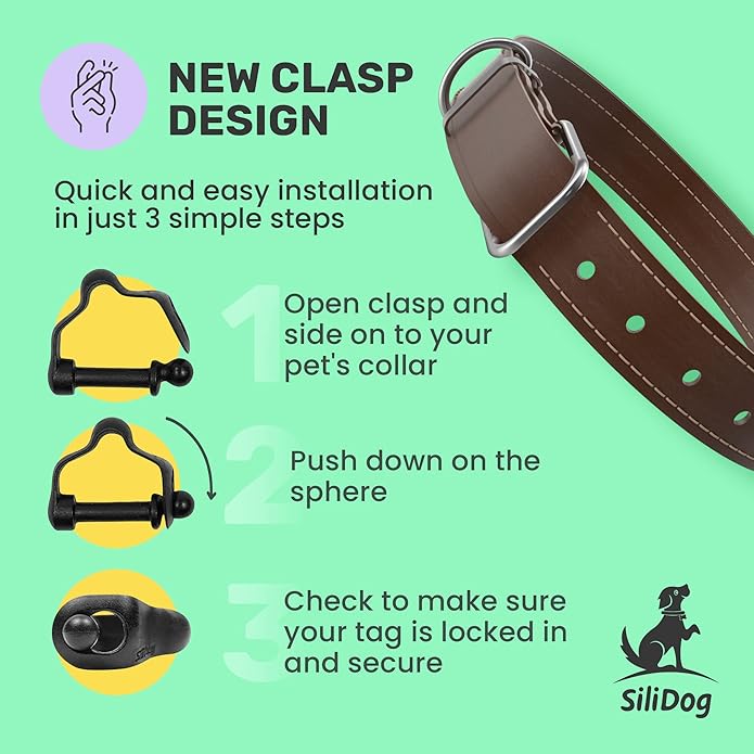 SiliDog - The Original Silicone Silent Dog Tag - Personalized Engraved Soundless Pet ID - As Seen On Shark Tank - Durable - Never Fades