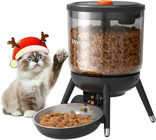 Automatic Cat Feeder with Timed Food Dispenser, One-Touch Feeding, Dual Power Supply, Anti-Bug Design, Visible 3L Hopper – Automatic Pet Feeder for Cats and Small Dogs