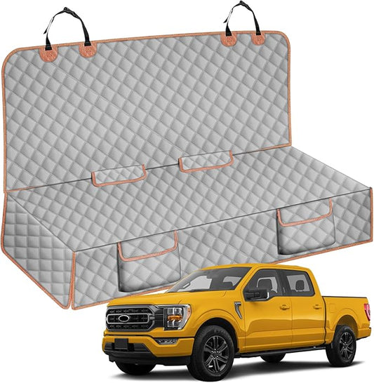 sportuli Dog Truck Rear Seat Cover Replce for Toyota Tacoma/Ford Ranger/Chevy Colorado, 600D Oxford Cloth Heavy Duty Waterproof Non Slip Pet Truck Back Bench Seat Cover, Fit for All Mid-Size Trucks