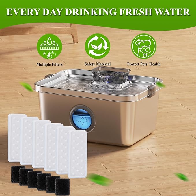 Accessories Set (Replacement Filter & Water Pump Sponge) for Dog Water Fountain- 6 pcs Packed Filters & 6 pcs Packed Sponges, Only Suitable for PETIMI Pet Water Fountain (Model PF-SS-01/02/03)