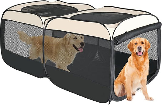 2-in-1 Dog Playpen 73.5''Pop Up Cat Pet Playpen, Assembly-Free Indoor Outdoor Kitten Enclosure, Kitten Pen Cat Cage Portable Puppy Tent Crates Kennel for Small Animals(No Divider, Unified Space)