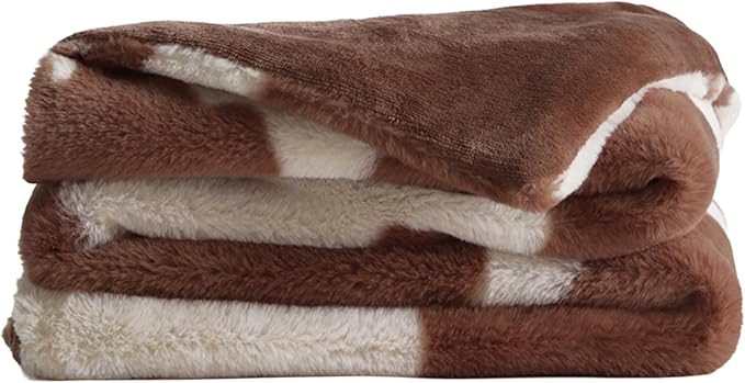 UnHide Lil’ Pet Marsh – Faux Fur Pet Blanket – Extra Soft, Lightweight, Washable Dog Blanket – Comfort and Protection for Couch, Crate, or Bed – Cow