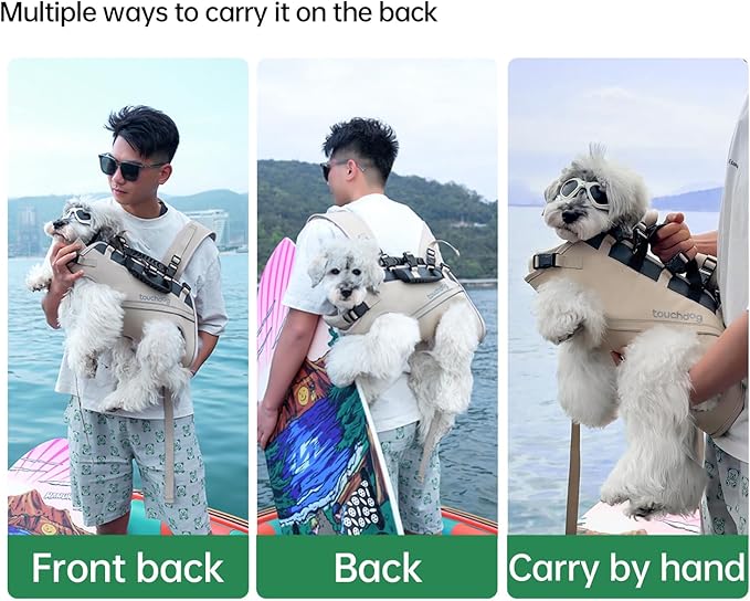 Dog Backpack Carrier for Large Dogs - Hands-Free Pet Travel Pack with 6-Point Safety System, Waterproof & Reflective Design for Motorcycle, Hiking, Surfing (Black, X-Large)