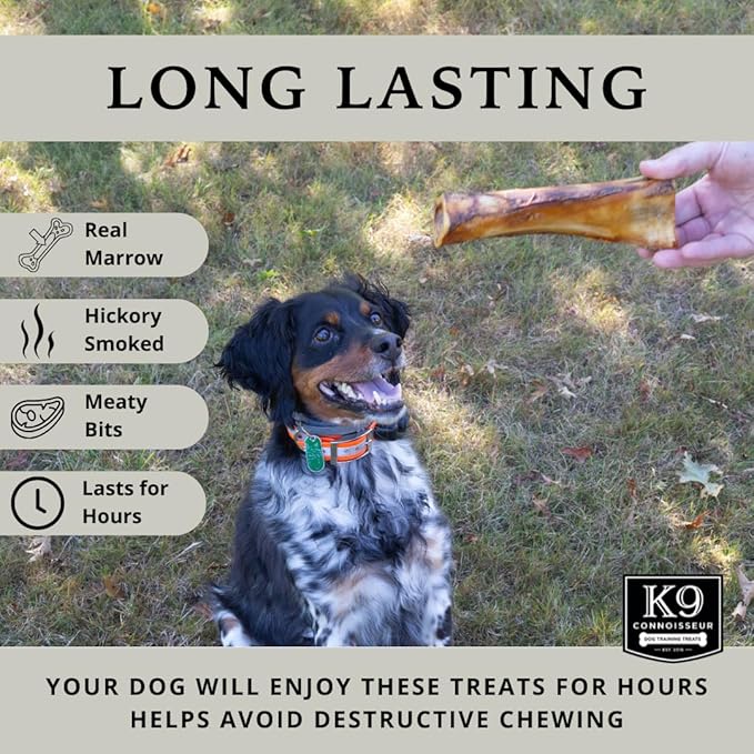 K9 Connoisseur Beef Marrow Large Dog Bones Long Lasting for Aggressive Chewers - USA Made Single Ingredient Champ Bones for Large Dogs Over 50 Pounds - 10 Pack