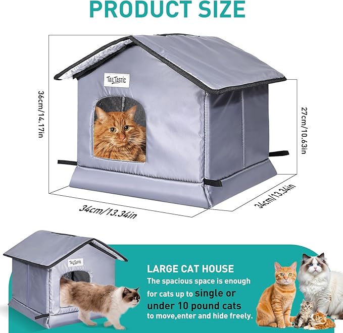 Weatherproof & Insulated Outdoor Cat House - Seamless Base Stays Dry,Easy Assembly, Warm Shelter for Community/Outdoor Cats(Small)