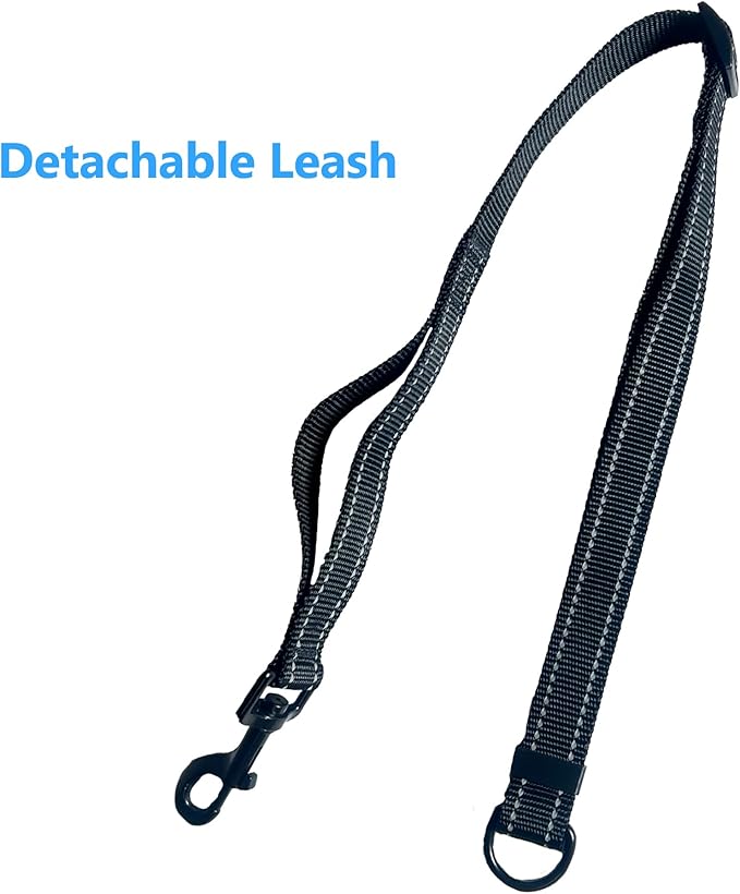 5-in-1 Reflective Cross-Body Dog Leash System, Hands-Free Design with Storage Pouch, Car Restraint, Hoist Support for Walking, Night Safety