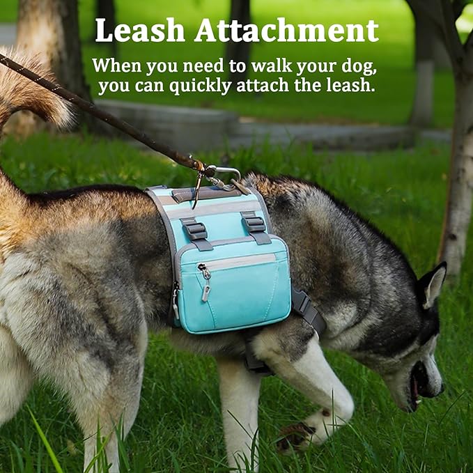 Dog Backpack - Large Dog Backpack Harness for Outdoor Adventures, Hiking Dog Backpacks with Adjustable Straps - Durable Dog Packs for Hiking, Comfortable Backpack for Dogs to Wear,Blue