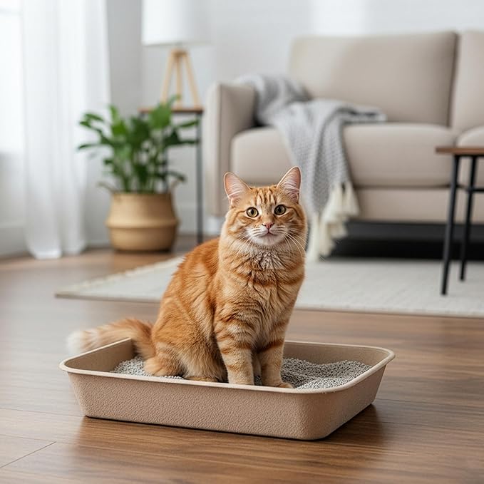 Kitty Sift Disposable Cat Litter Box Jumbo, 6 Count, Durable Portable for Travel and Home, Eco-Friendly Disposable Litter Box Controls Odor