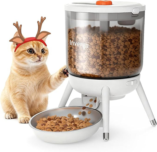 Automatic Cat Feeder, 3L Timed Pet Feeder for Cats & Small Dogs, Dual Power USB & Battery, Clear Hopper, Easy-Clean, Dry Food & Kibble, Up to 6 Meals Daily