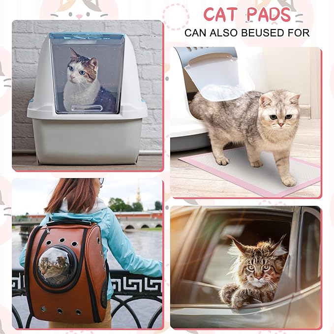 100 Count Cat Litter Pads for Tidy Cats Breeze Litter System 16.9 x 11.4 Inch Lavender Scented Cat Pad Refills Super Absorbent Quick-Dry Pee Pads for Cats (Pink)