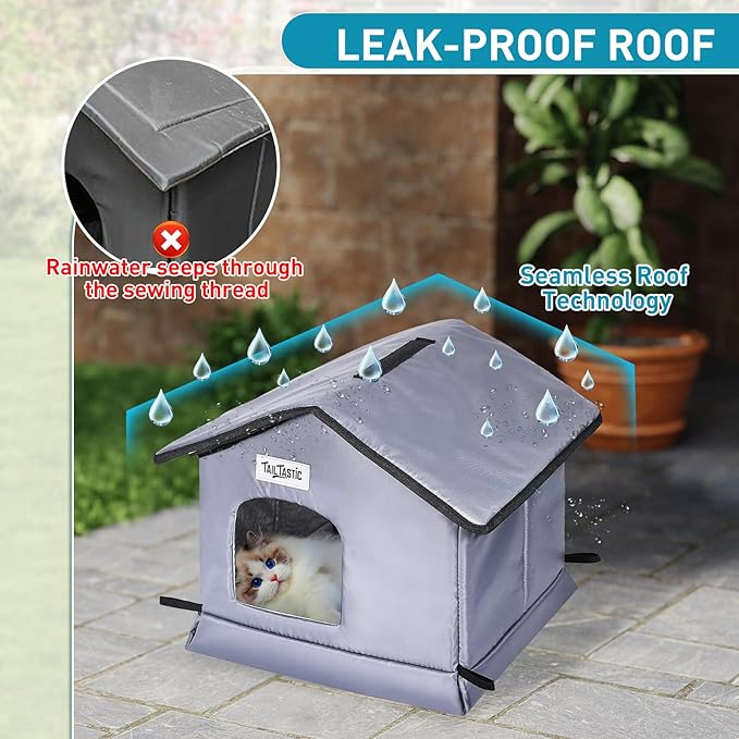Weatherproof & Insulated Outdoor Cat House - Seamless Base Stays Dry,Easy Assembly, Warm Shelter for Community/Outdoor Cats(S-2PC)
