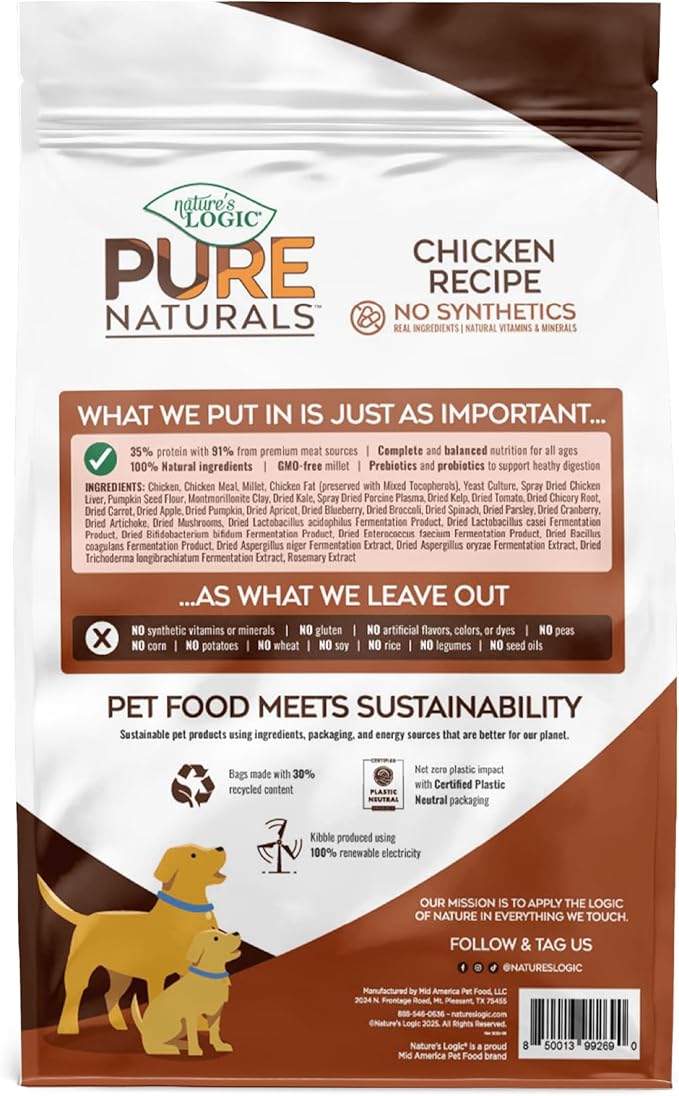 NATURE'S LOGIC Pure Naturals™ 100% Natural Chicken Recipe Synthetic-Free Dry Dog Food, 4.4 lbs