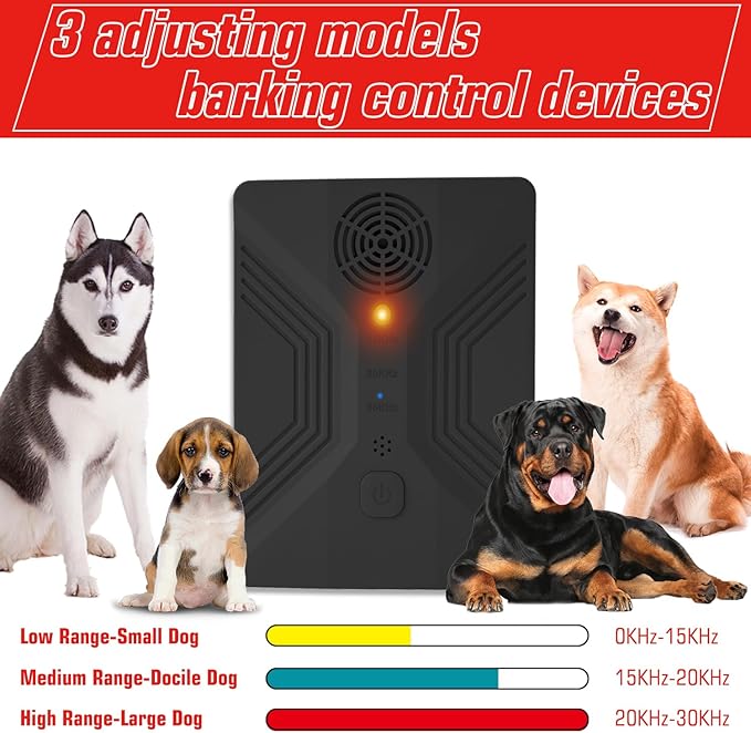 Anti Barking Devices, Anti Barking Device for Dogs Long Range 50ft, Barking Control Devices for Dog Training in Outdoor, 3 Modes Ultrasonic Bark Box, Dog Bark Deterrent Devices, Dog Barking Silencer