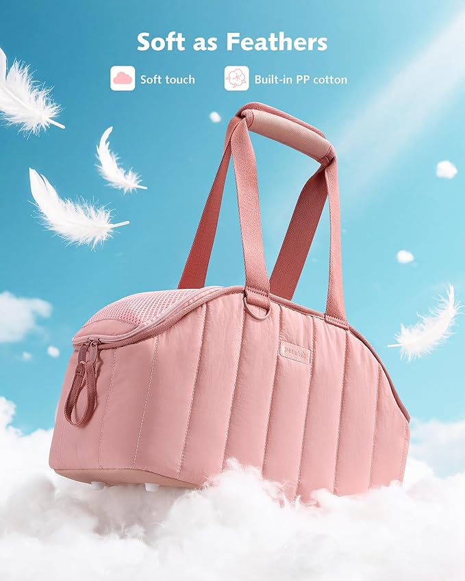 Pecute Dog Purse Carrier, Lightweight Dog Carriers for Small Dogs with Large Pockets, Dog Soft-Sided Carriers up to 9lbs, Pet Carrier for Puppy Cat Rabbit, Suitable for Travel, Subway, Pink