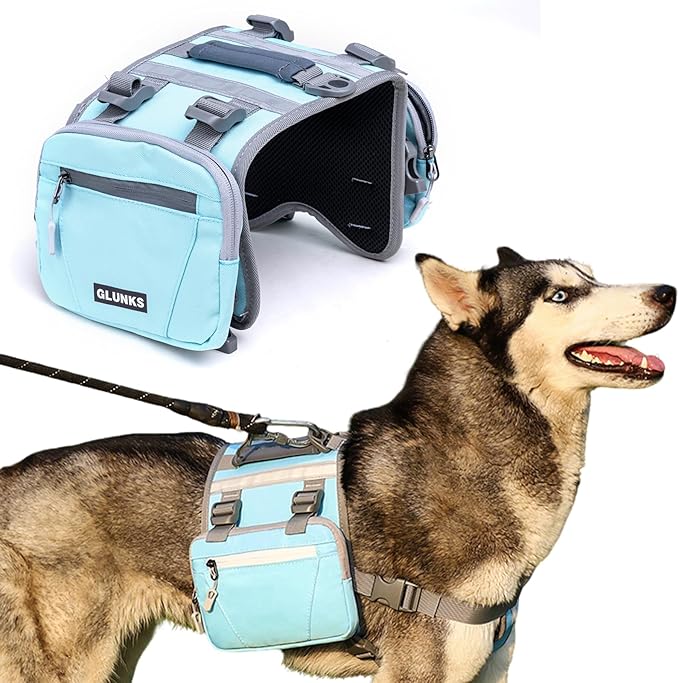 Dog Backpack - Large Dog Backpack Harness for Outdoor Adventures, Hiking Dog Backpacks with Adjustable Straps - Durable Dog Packs for Hiking, Comfortable Backpack for Dogs to Wear,Blue
