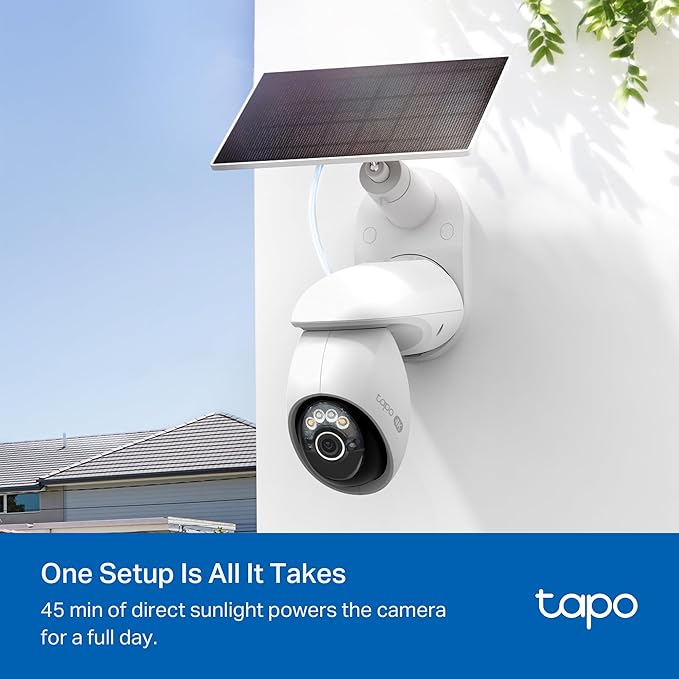 Tapo 4K Outdoor Pan/Tilt Wireless Security Camera - Battery with Solar Charging, 360° Motion Track, 24/7 Capture, Person/Vehicle Detection, Subscription-Free Local Storage or Optional Cloud, C660 KIT